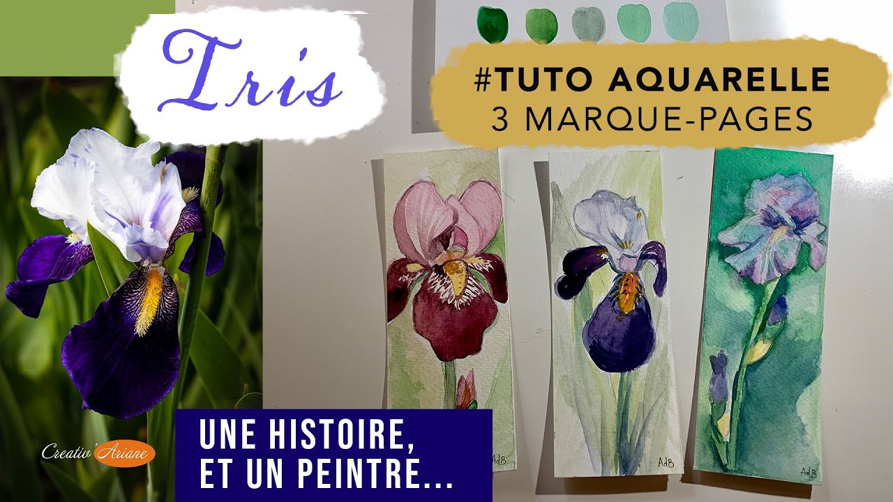 Comment peindre un iris à l’aquarelle ? - Tuto 3 marque-pages