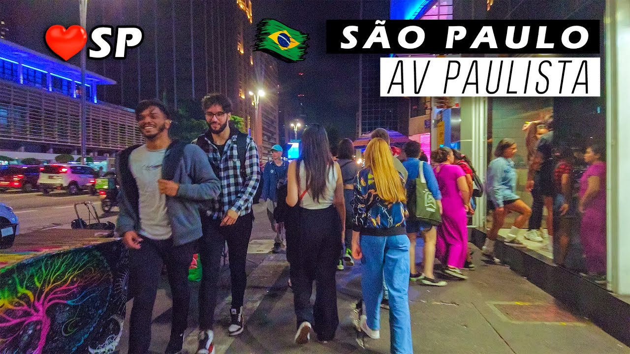 Ночная прогулка по AV PAULISTA — Самый знаковый проспект в Сан-Паулу 🇧🇷 Бразилия 【 4K UHD 】
