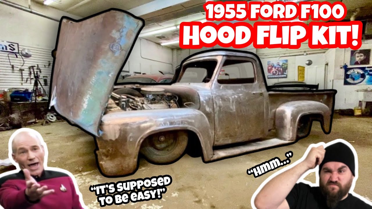 MAKING A HOOD FLIP KIT! BUILDING THE BEST KUSTOM TRUCK EVER! HOT RAT ROD FORD BAGGED HAND MADE FRAME