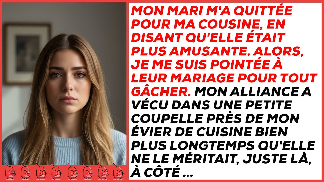 Mon mari m'a laissée pour ma cousine car elle était 'plus fun', du coup je suis allée à leur ...
