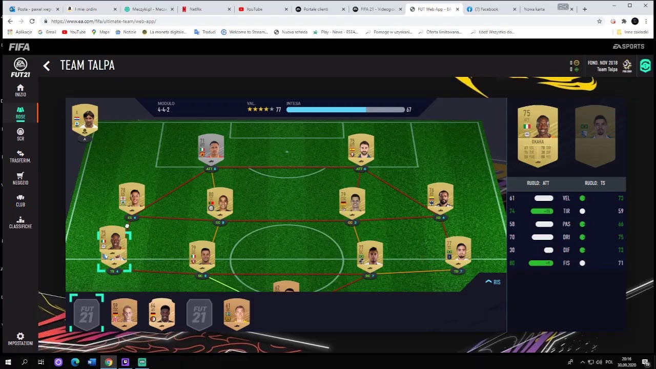 FIFA 21 ultimate team WEB APP