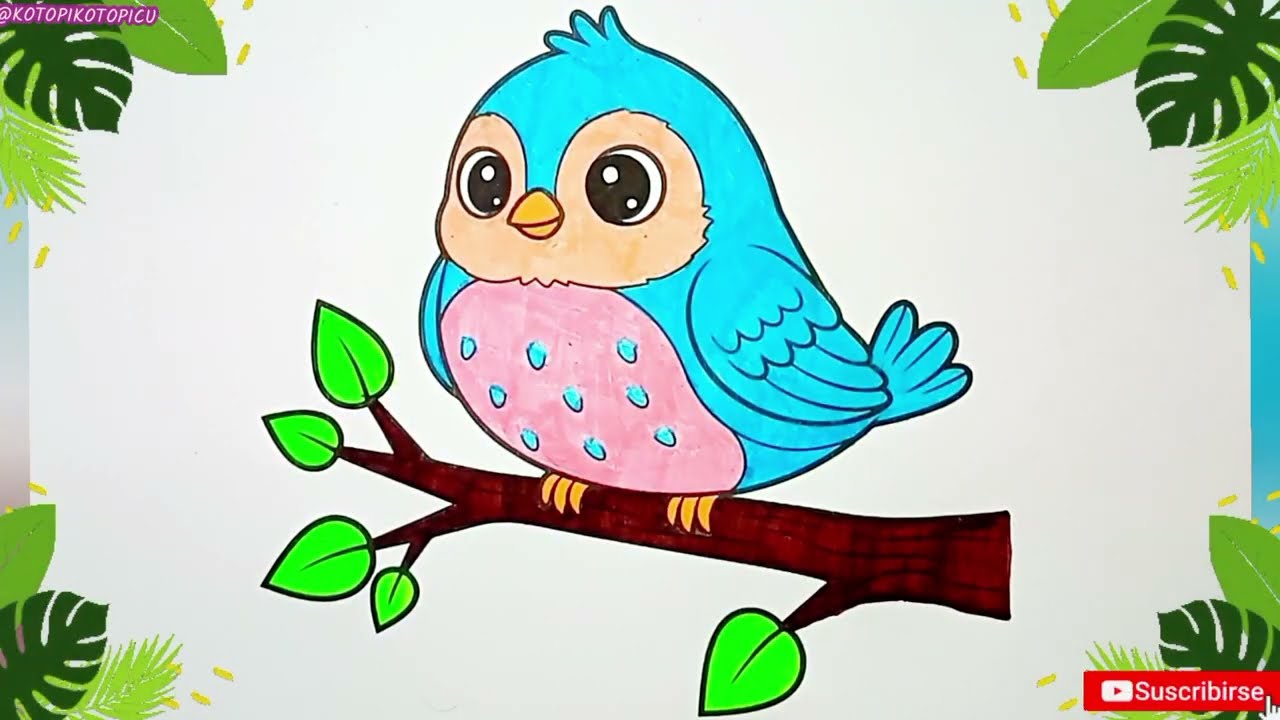 Coloreando un Pajarito Súper Tierno 💙✨ | Dibujo Fácil y Relajante #colorearparaniños  #dibujokawaii 