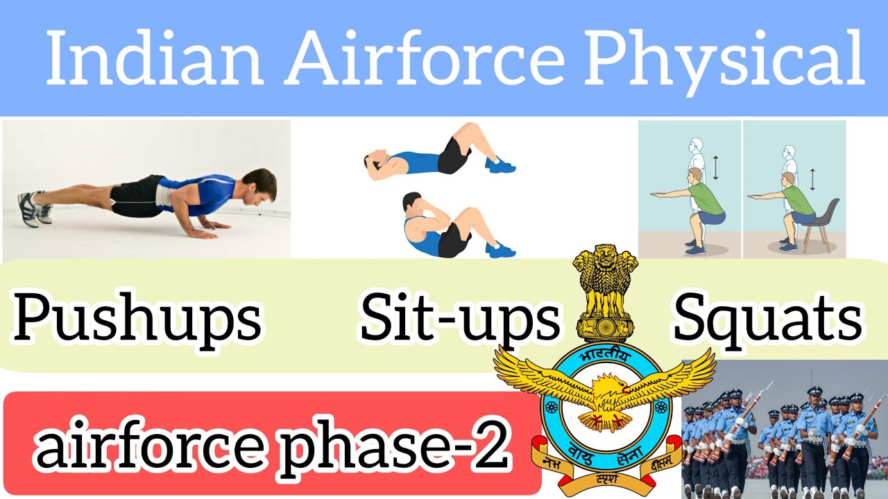 Airforce PFT(physical fitness test)🇮🇳 ✈️Airforce Phase -2 push-ups,Sit-ups & squats 🙏👍