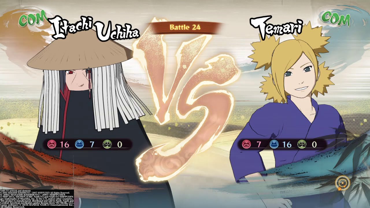 Naruto Shippuden Ultimate Ninja Storm 4 CPU: Akatsuki Hat Itachi vs RTB Temari