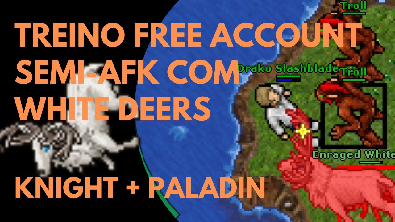 TIBIA TUTORIAL - TREINO SEMI-AFK COM WHITE DEERS (FREE ACCOUNT / SKILL 25 ATÉ 85)