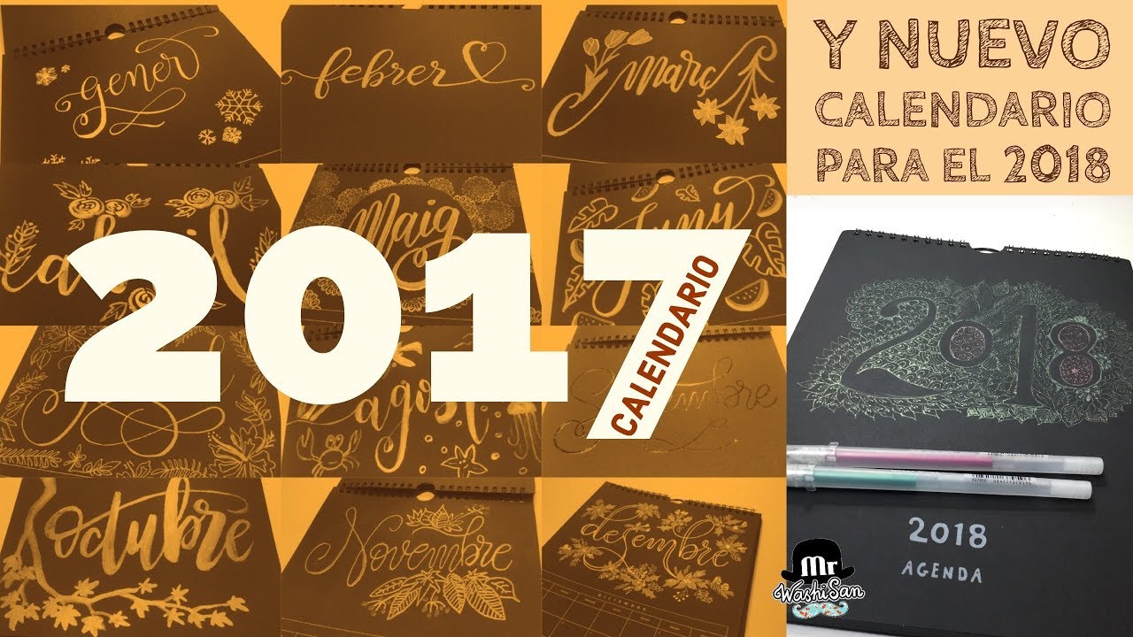 Calendario Lettering  2017 - Hola 2018 Zentangle con gelly roll