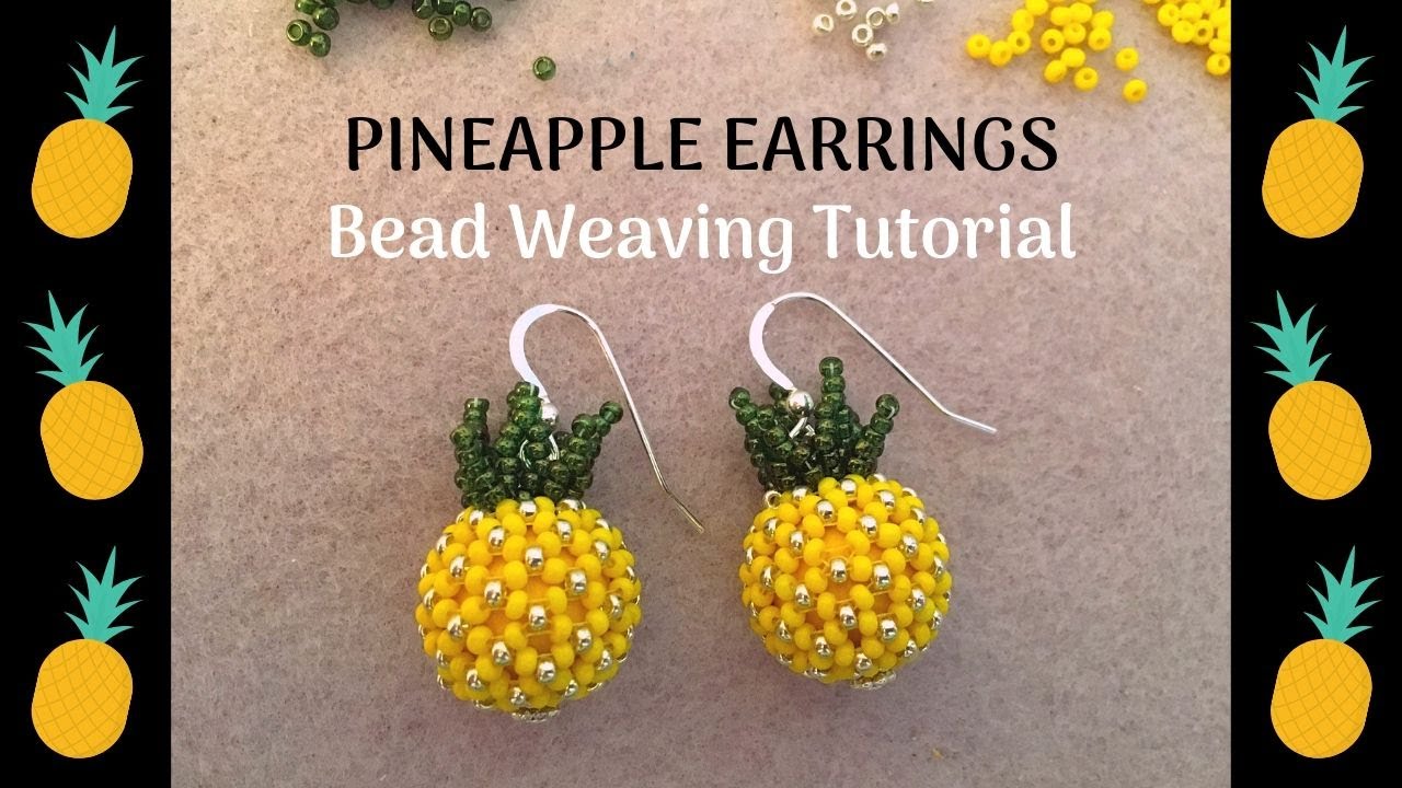 Beaded Pineapple Earrings using Chenille stitch | Beaded Earrings tutorial | Beebeecraft products