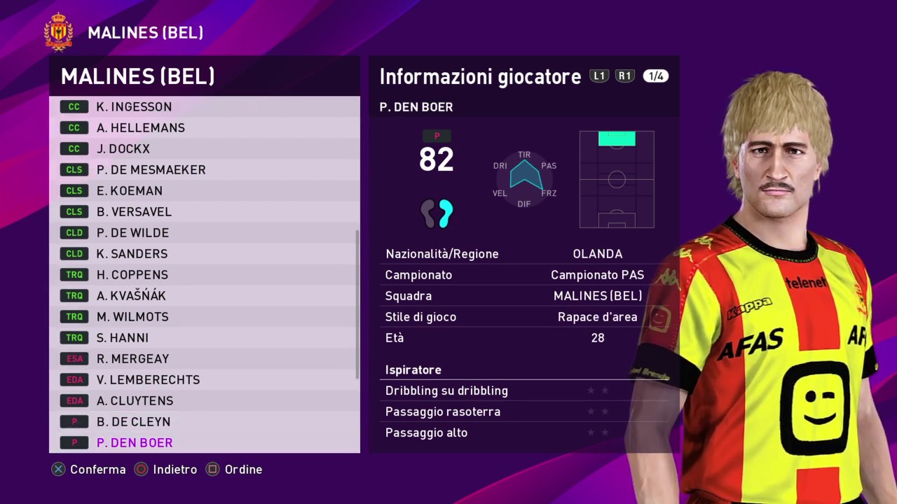 eFootball PES 2020 (PS4) - MALINES (KV MECHELEN) CLASSIC ALL TIME XI (72/100)