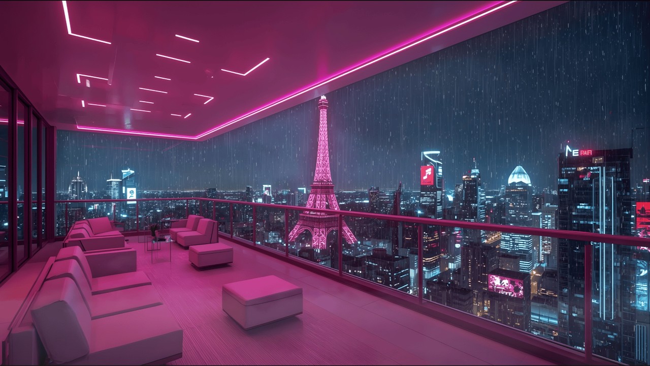 Lofi Rainy Nights 🌧️ – Luxury High-Rise Balcony Vibes place for Focus | 4K