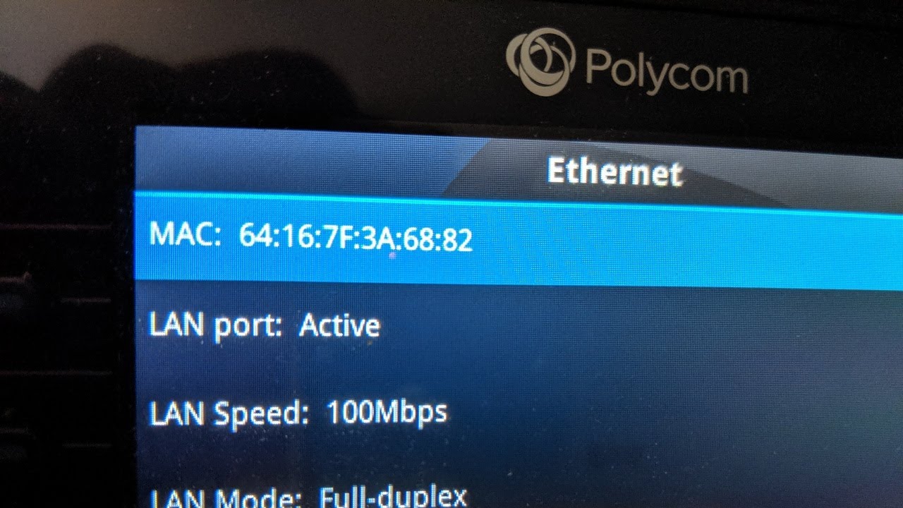 получить IP или MAC-адрес телефона Polycom VVX