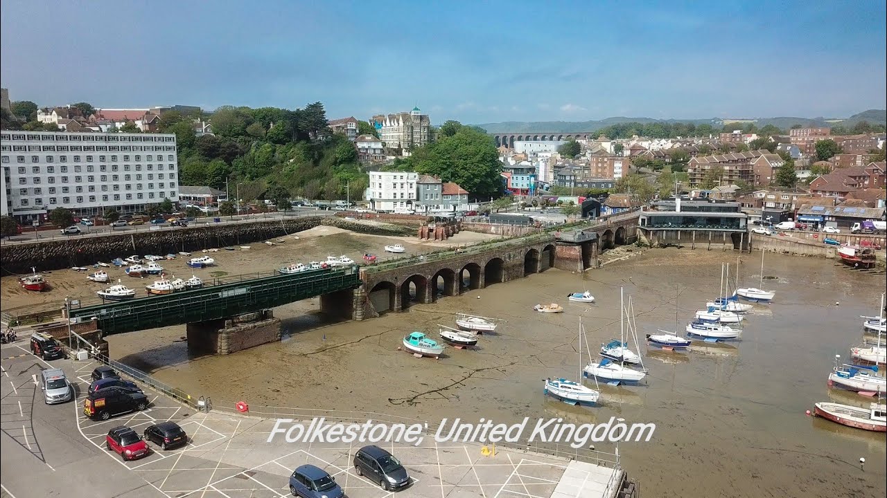 Folkestone from the air, England - DJI Drone 4K