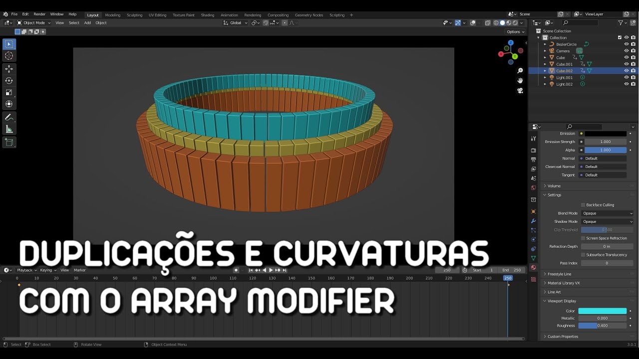 BLENDER 3D - DUPLICAÇÕES E CURVATURAS COM O ARRAY MODIFIER