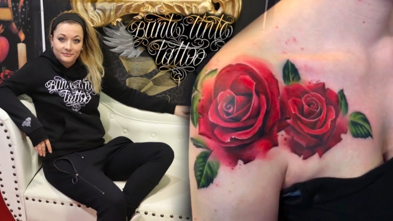 Rosen Tattoo aufs Dekolleté von Lui