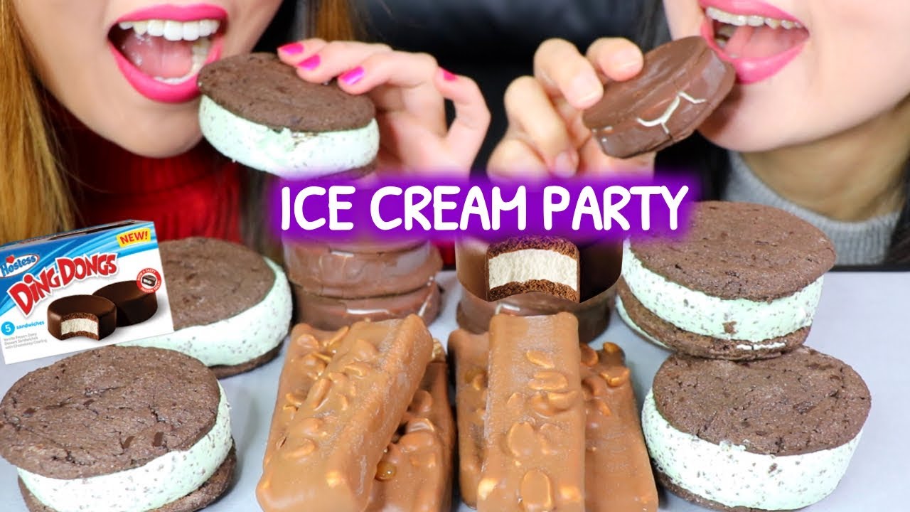 ASMR ICE CREAM PARTY 초콜릿 아이스크림 리얼사운드 먹방 アイスクリーム 冰淇淋 Kem cây | Kim&Liz ASMR