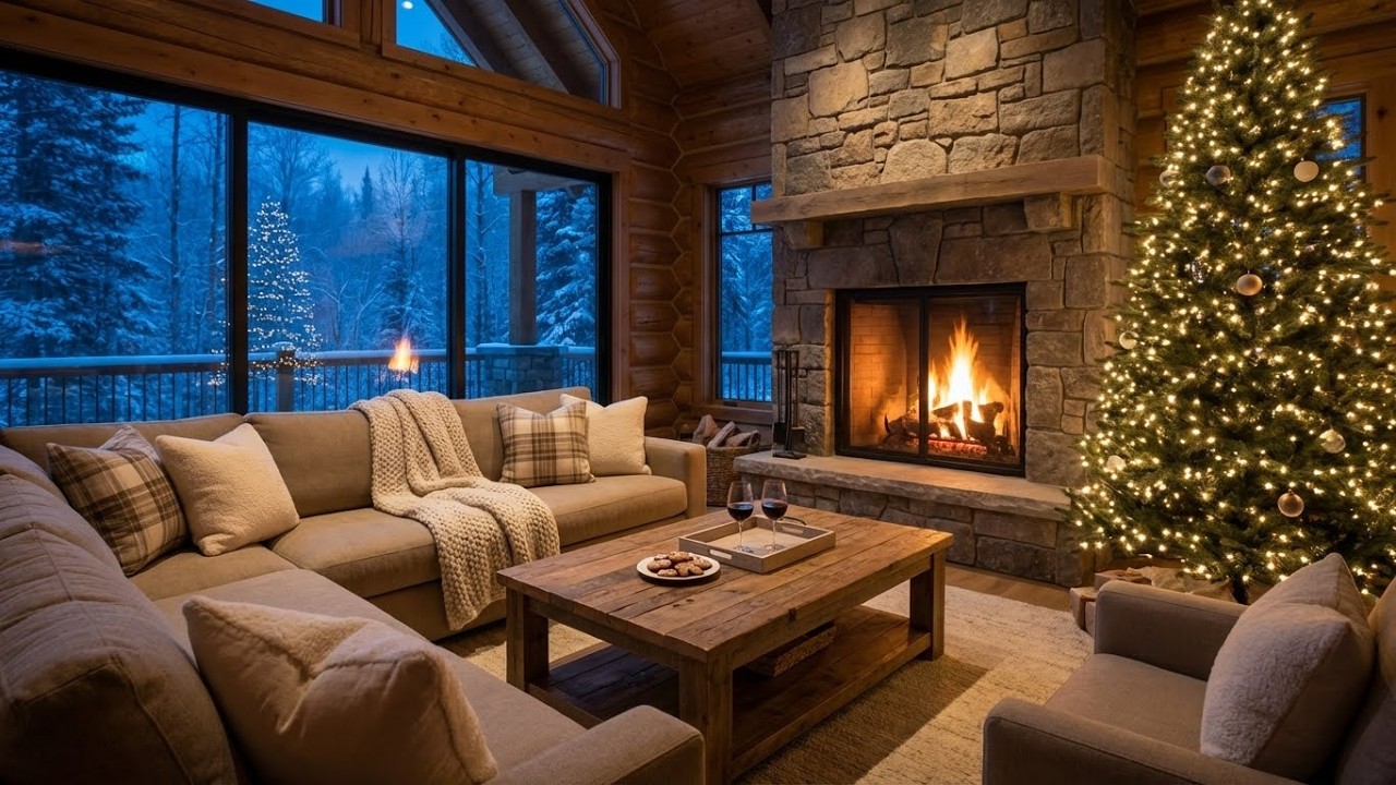 Warm Fireplace Ambience ☕ Relaxing Jazz Piano for Stress Relief (8 Hours)