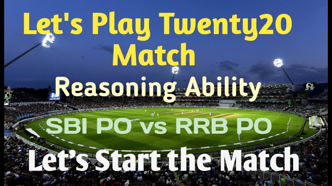 Twenty20 Match(t20) Reasoning Ability  Set 1 SBI vs RRB Speed Test Practice Session