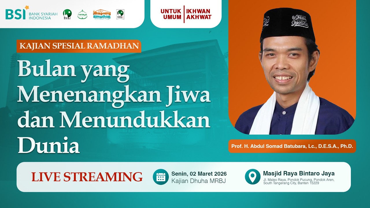 🔴Bulan Yang Menenangkan Jiwa & Menundukkan Dunia | Ustadz Prof. H. Abdul Somad, Lc., D.E.S.A., Ph.D.