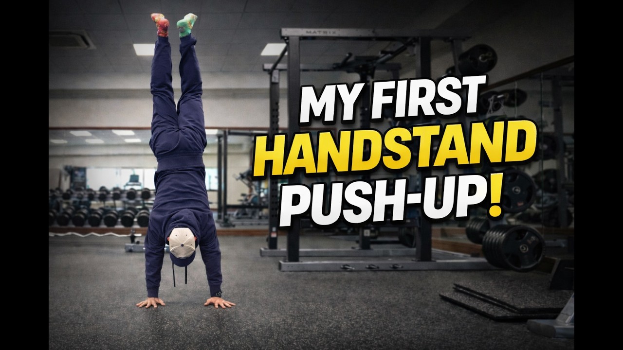 THIS WAS TOUGH! I TRIED DOING A HANDSTAND PUSH-UP FOR THE FIRST TIME EVER!