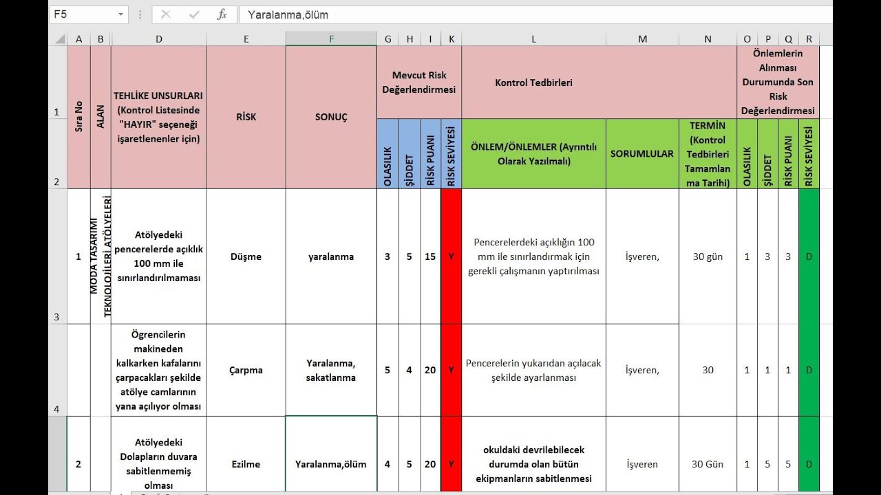 RİSK ANALİZ UYGULAMASI (RAPORU)