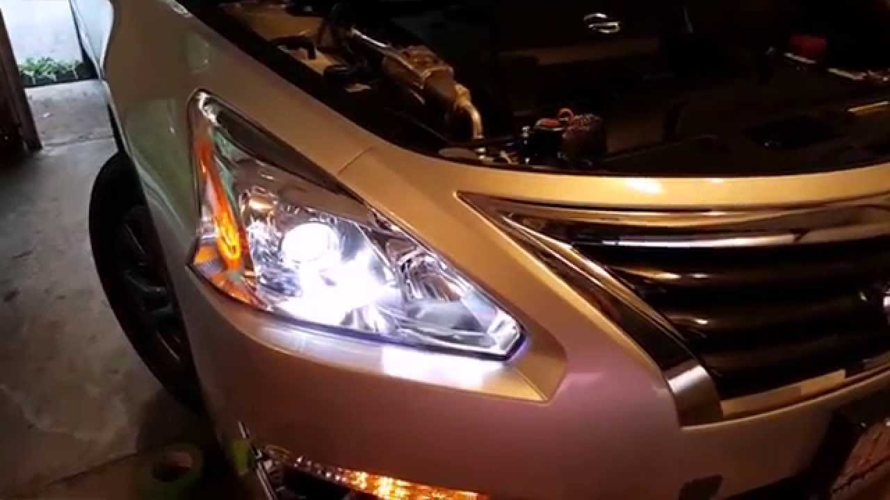 Как установить светодиодные лампы в фары Nissan Altima 2013, 2014, 2015 L33 Teana 【GForever】