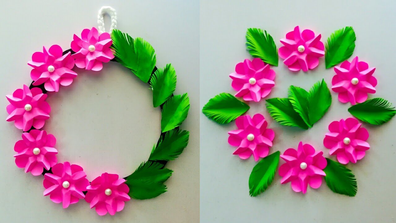 Wall hanging craft ideas /Simple and beautiful Paper flower wall hanging / Diy paper flower hanging