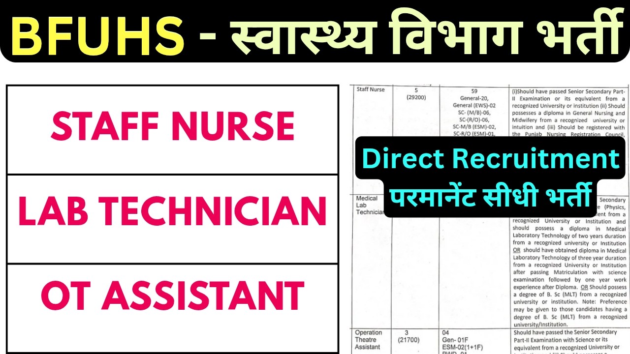 BFUHS VACANCY 2026 - STAFF NURSE - LAB TECHNICIAN - OT ASSISTANT - #staffnursr #labtechnician #jobs