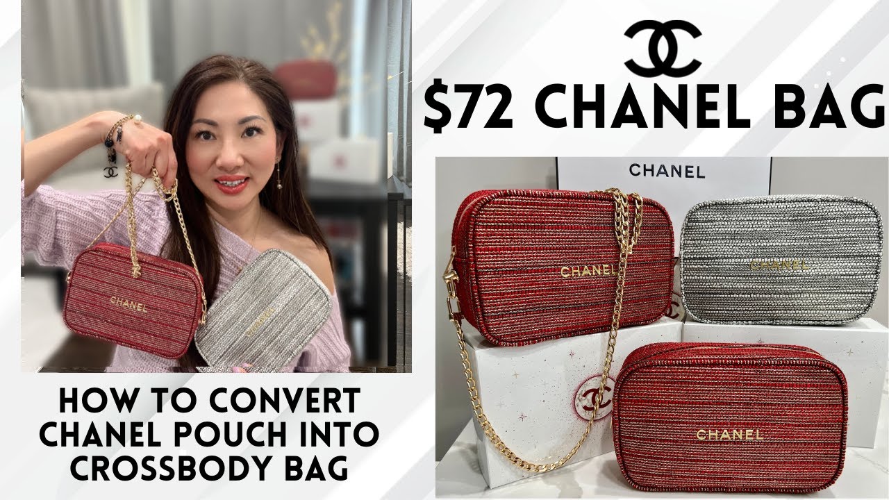 How to convert a $72 Chanel Beauty Holiday Pouch into a Crossbody bag? The Cheapest Chanel bag Ever!