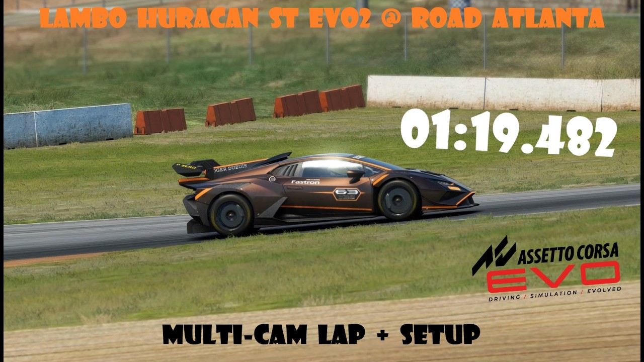 AC Evo | Lambo Huracan ST Evo2 @ Road Atlanta | 01:19.482 | multi-cam lap + setup