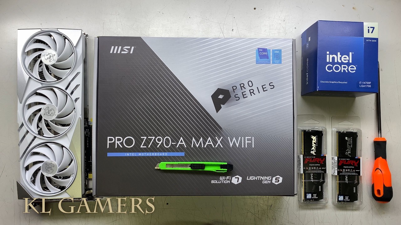 intel Core i7 14700F msi PRO Z790-A MAX WIFI msi GeForce RTX4060Ti Gaming X SLIM WHITE 16GB PC Build