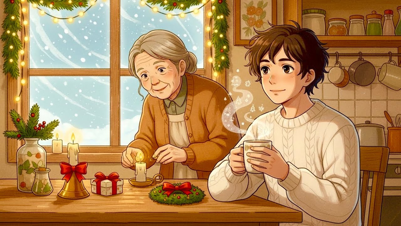 A Slow Christmas Morning with candlelight, tea, and peace | ghibli style animation