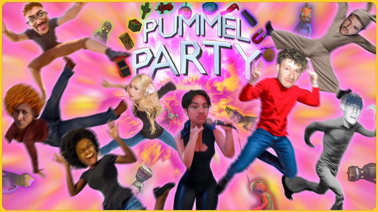 🥊🎲👊 im working late, playing pummel party (with friends, 8 people) 💓