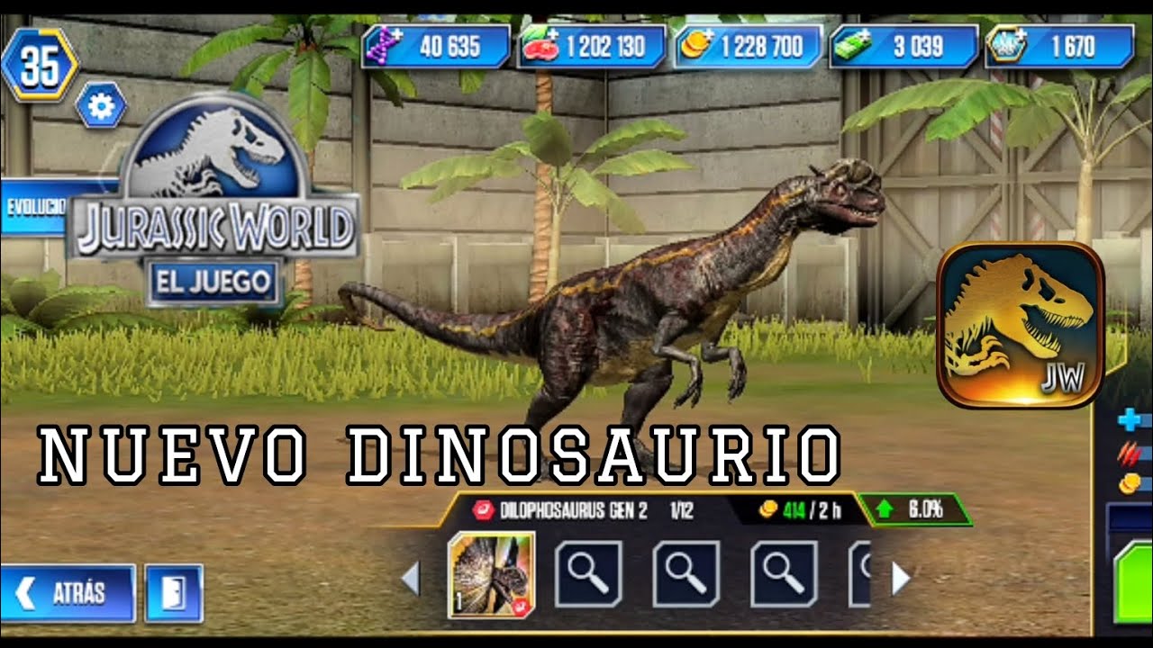 Nuevo Dilophosaurus Gen 2 - Jurassic world el juego 