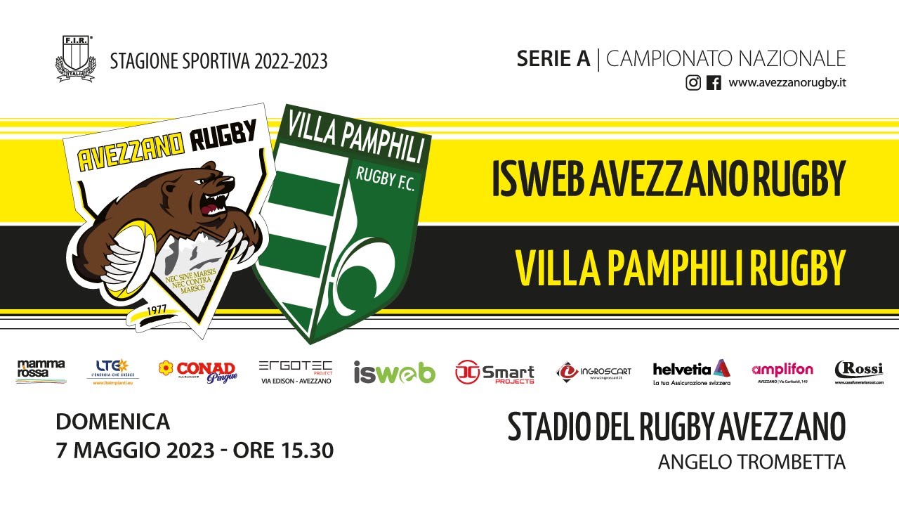 SERIE A - ISWEB Avezzano Rugby vs Villa Pamphili Rugby