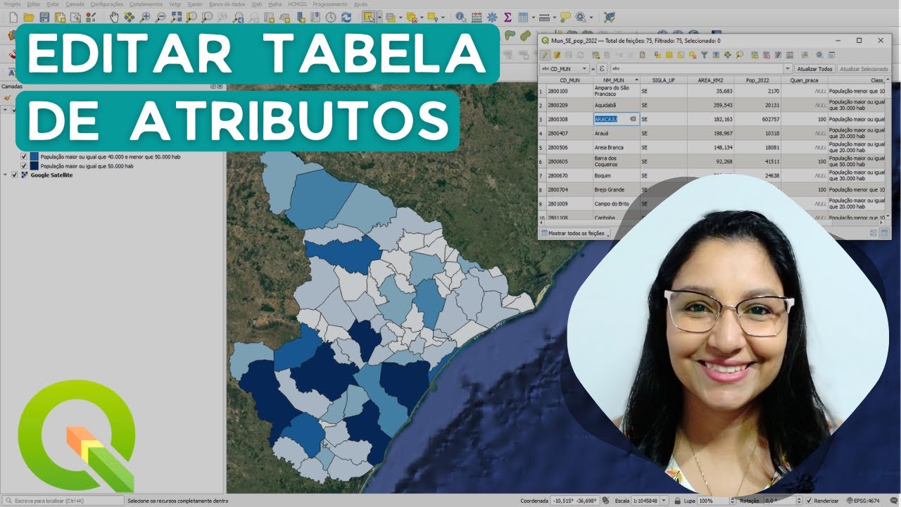 Editar tabela de atributos - criar colunas e usar expressão - no QGIS