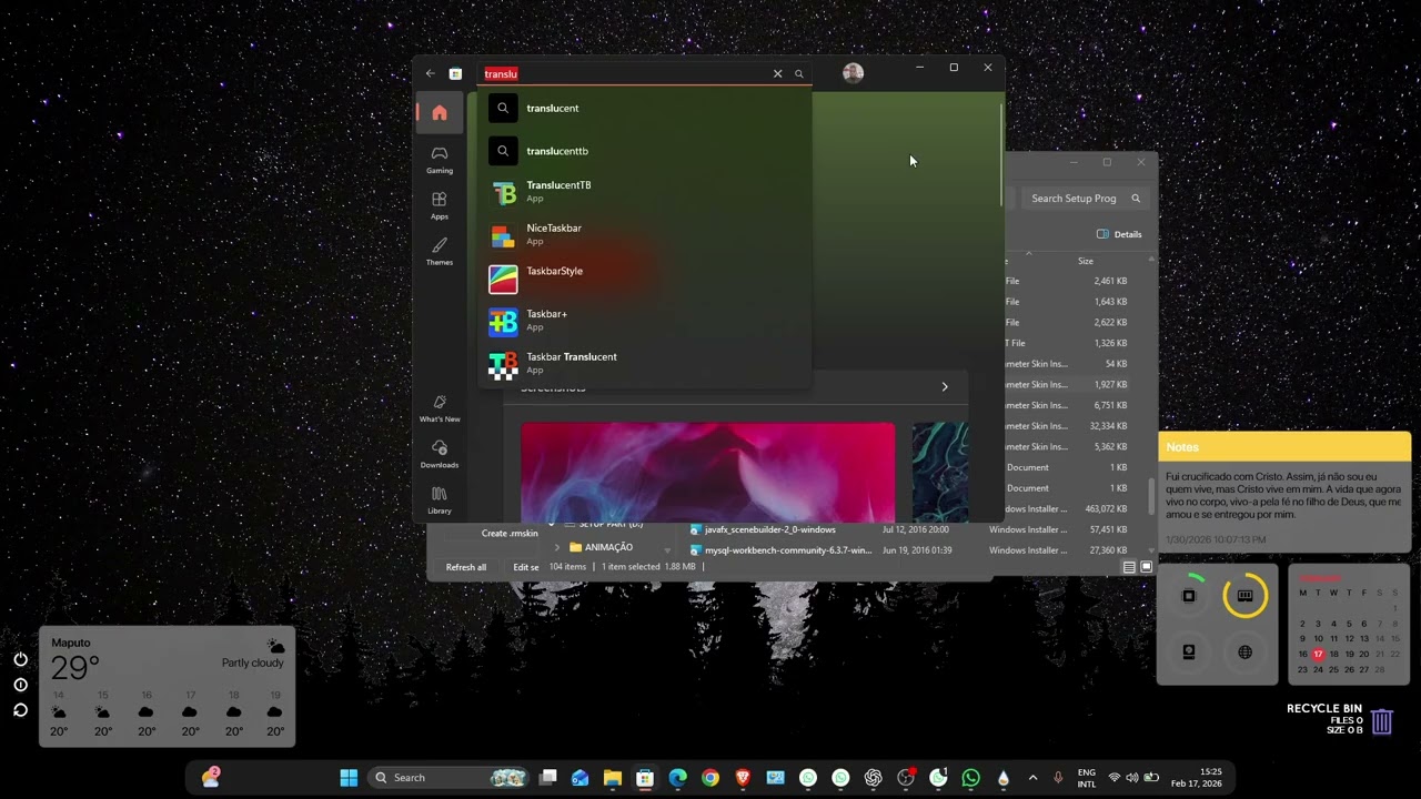 Personalizando seu screen desktop