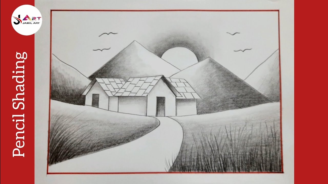Easy Pencil Sketch Scenery for Beginners || Scenery drawing || Pencil Shading Drawing