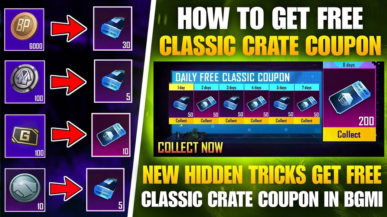 Hidden Trick 😱 Get Free Classic Crate Coupon 🔥 How To Get Free Classic Crate Coupon in Bgmi