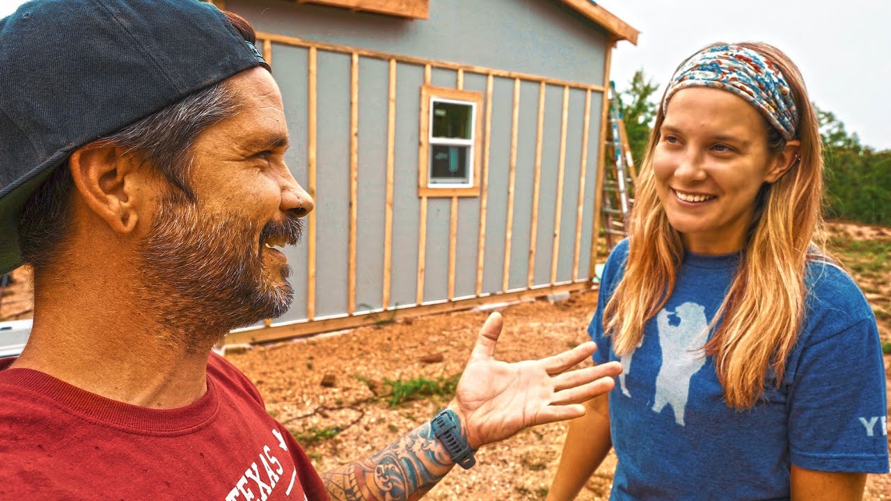 Board and Batten on TINY HOUSE! Couple DIY Project / Off Grid Ranch Adventures