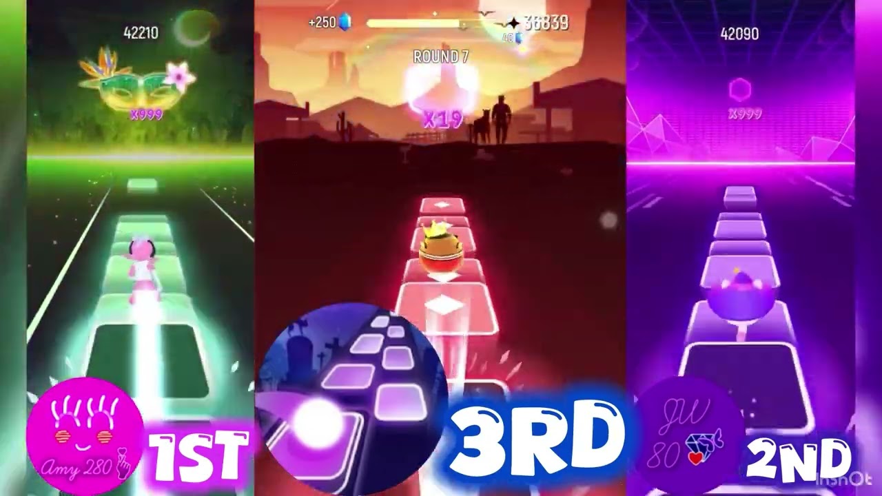 Tiles Hop: EDM Rush: Sheet Music Boss - Rush E | Me vs @JW80. vs @Amy_280 
