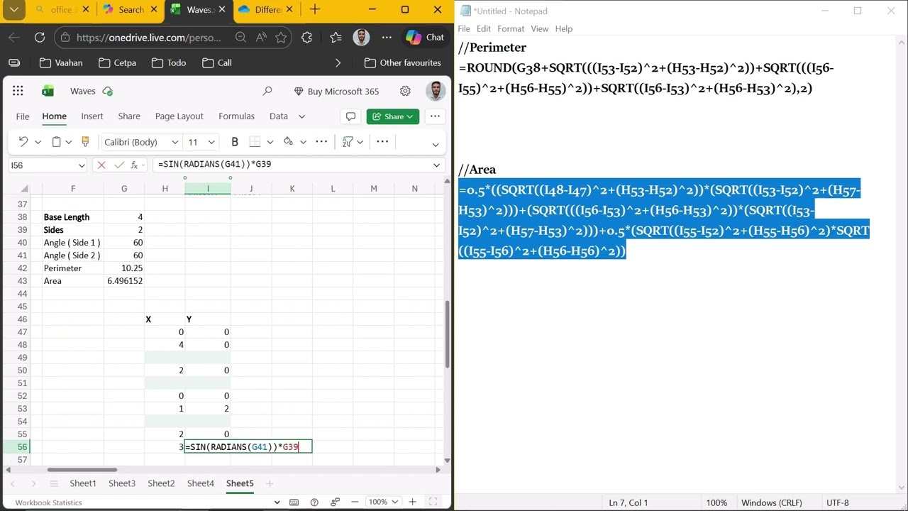 Trapezium on MS Excel