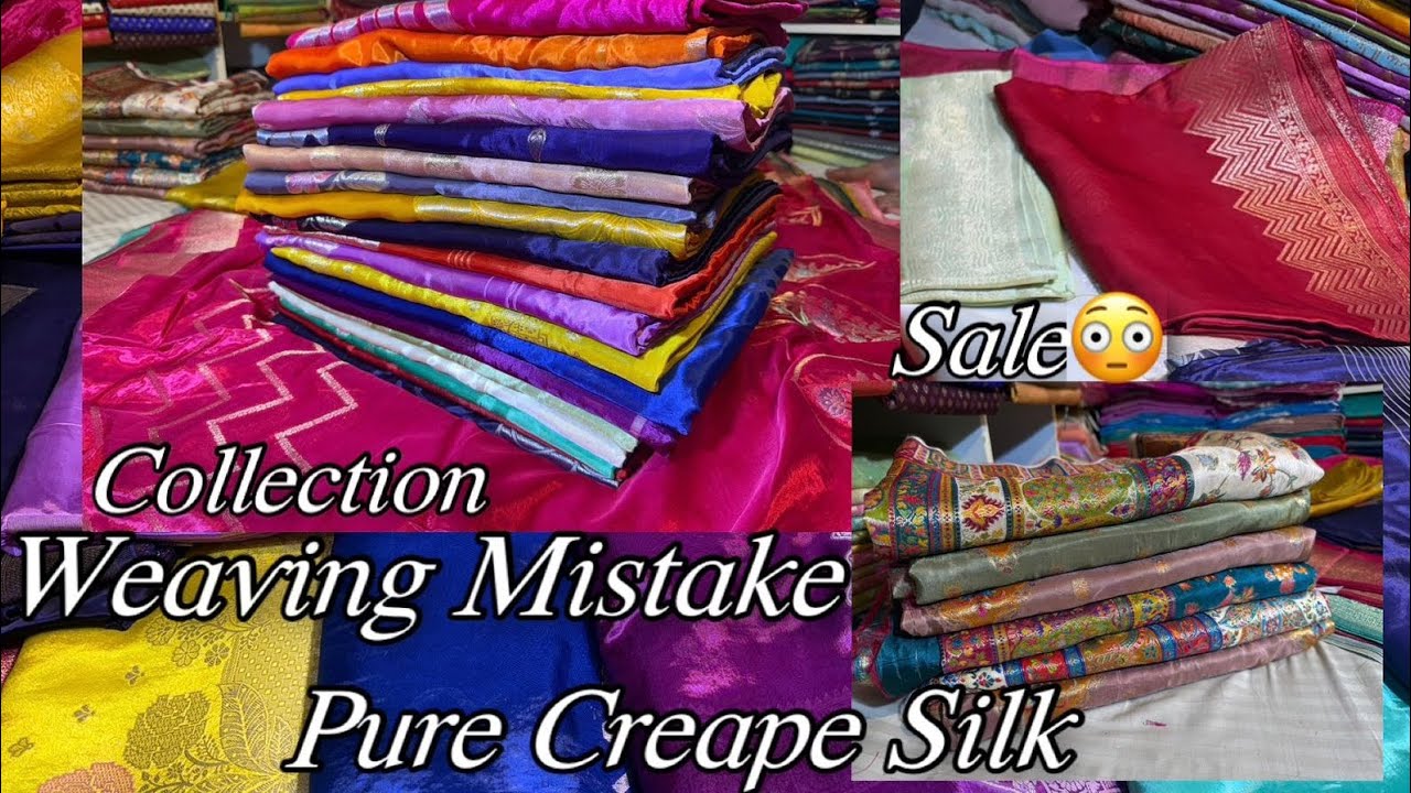Weaving Mistake Saree Sale Pure Creape Mashroo Silk 50% Off Mistake Sale ✅😱