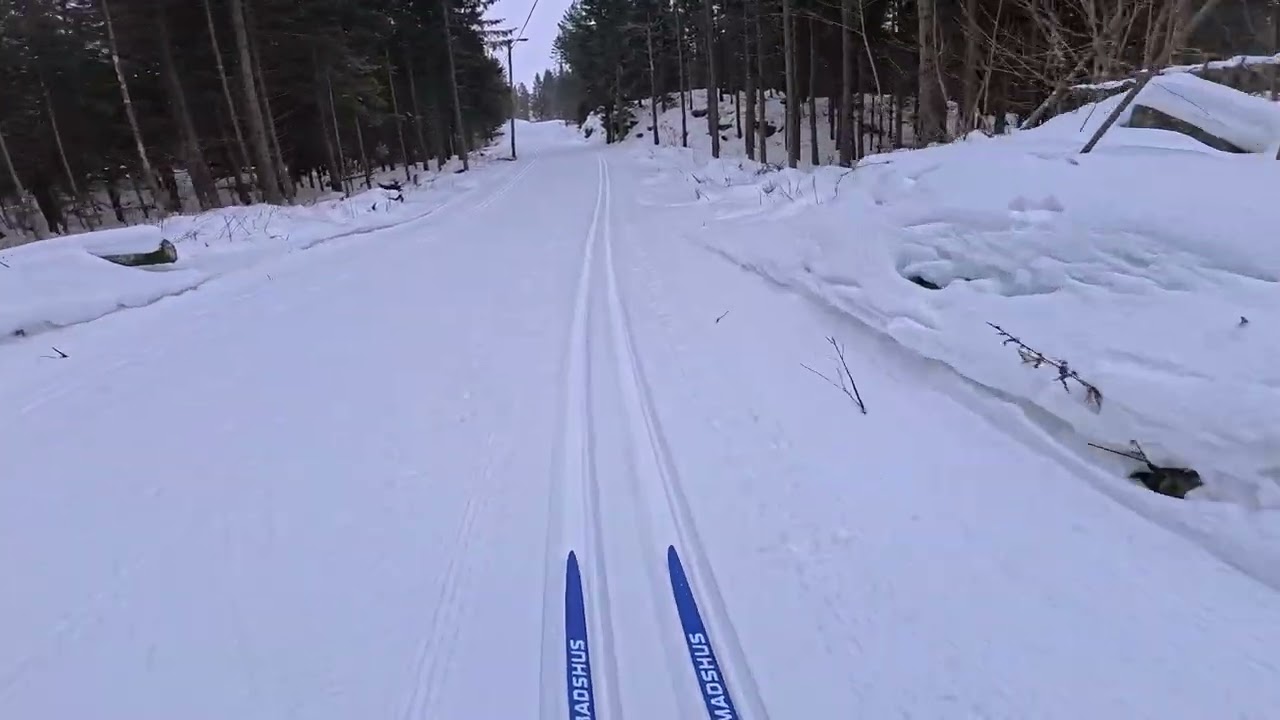 Botnemarka på ski med fall