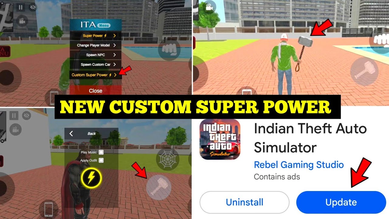 New Custom Super Power in ITA MENU in Indian Theft Auto Simulator 🤯🔥| New Cars | Harsh in Game