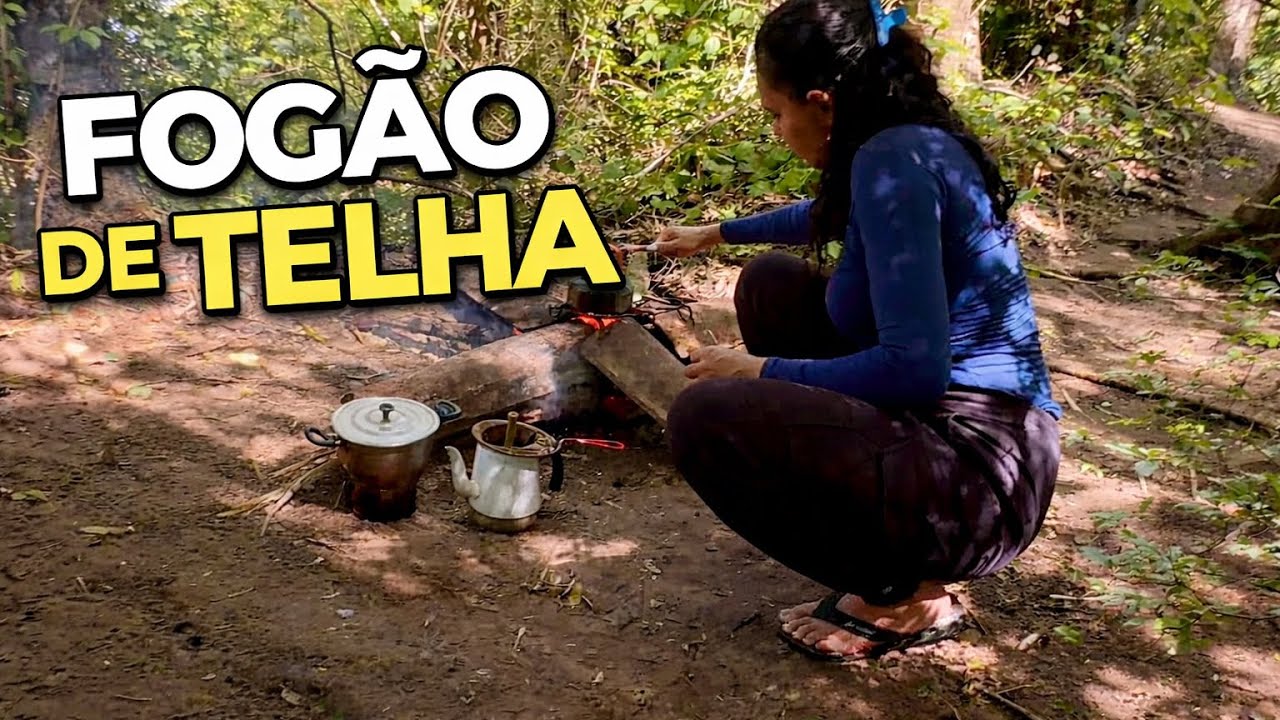 ACAMPAMENTO CHUVOSO Fizemos um FOGÃO COM TELHA em FRONTEIRA SP 