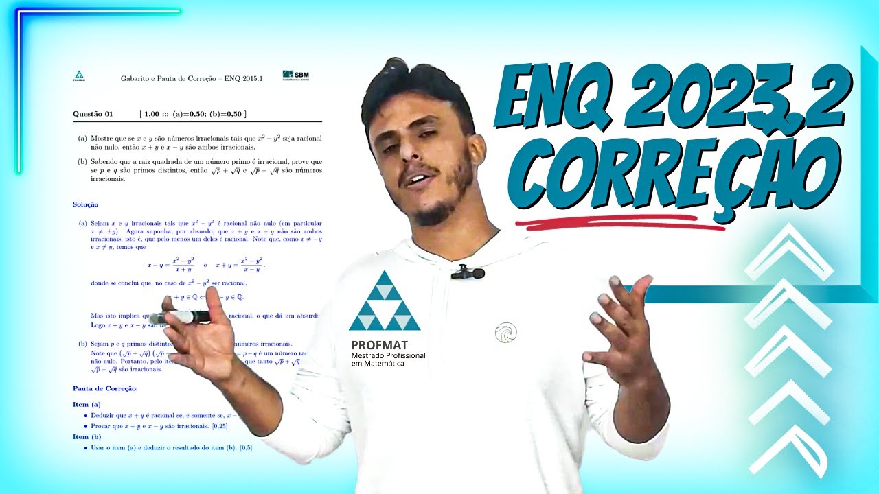 Correção da PROVA do ENQ 2023.2 - PROFMAT | Mestrado profissional em Matemática