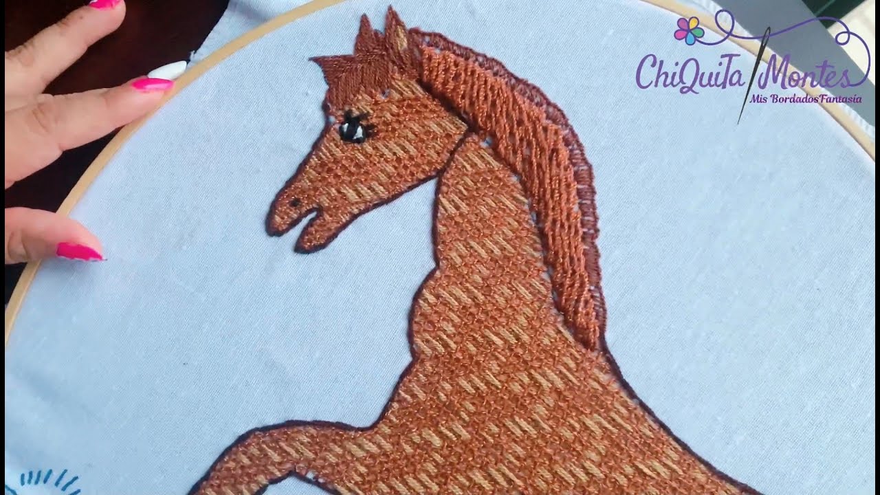 Bordado Fantasía Caballo 1 /  Hand Embroidery Horse 🐎 🥭 with Fantasy Stitch