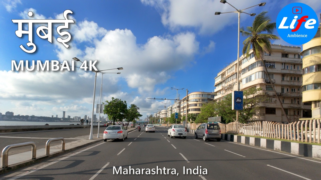 Marine Drive Mumbai 4K Drive | Scenic Coastal Route & Sky Views | India HDR