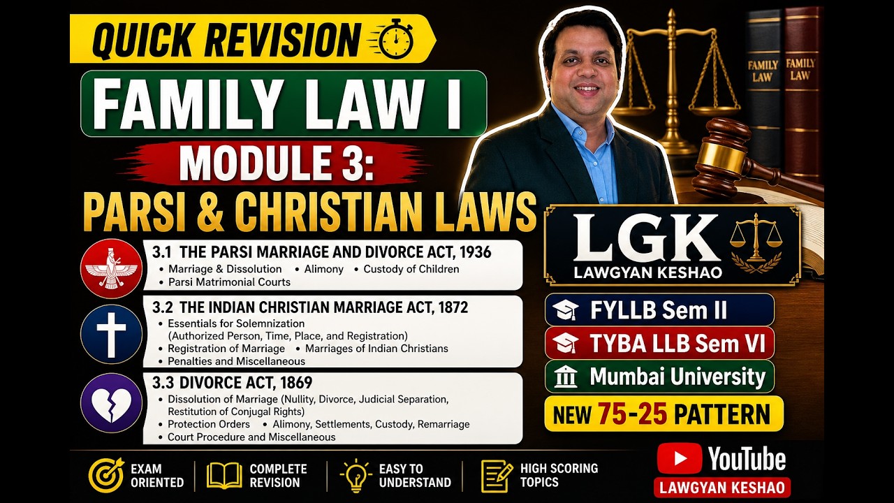 Quick Revision | Family Law I – Module 3 | FYLLB Sem II | TYBA LLB Sem VI | Mum Univer 75-25 Pattern