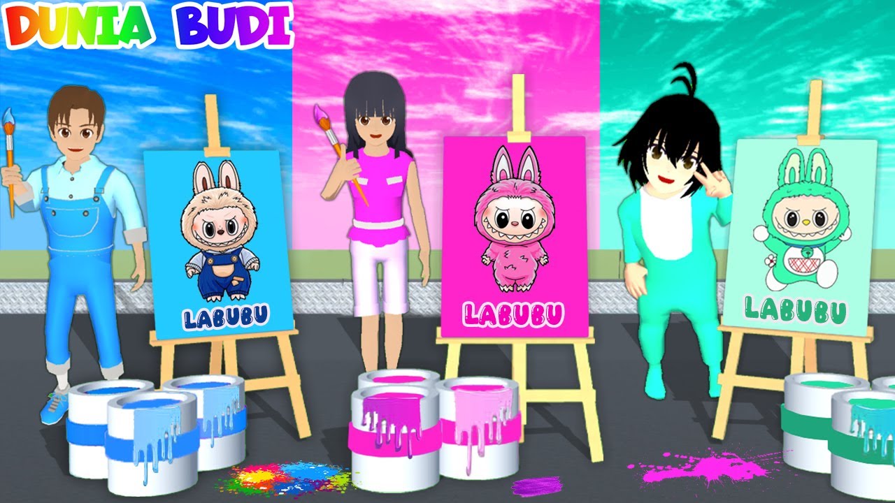 Yuta Mio Baby Celine Lomba Melukis & Mengambar Karakter Labubu 3 Warna | Sakura School Simulator