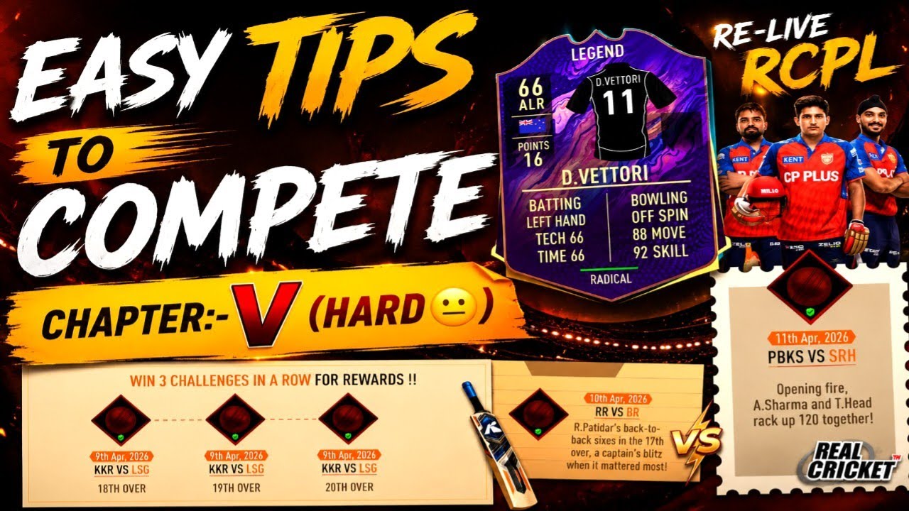 CHAPTER: V All Missions Complete With Easy Tips, Full Strategy, Big Rewards😯@RealCricket